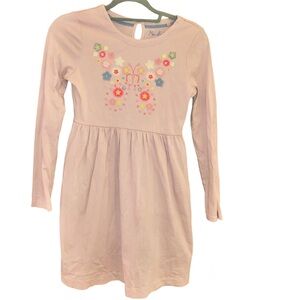 Boden Butterfly Flutter Jersey Long Sleeve‎ Dress Pink Girls Size 11-12